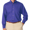 Men's Long Sleeve Poplin Shirt- French Blue with Black logo