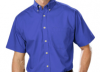 Men's Short Sleeve Poplin Shirt - French Blue with Black Logo