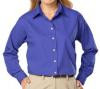 Women's Long Sleeve Poplin Shirt- French Blue with Black Logo