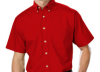 Men's Short Sleeve Poplin Shirt / Red with Black Logo