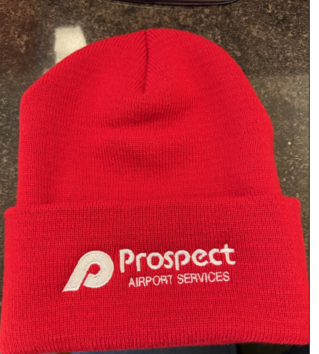 Hat- Cuffed Knit Cap/ Red with Silver Logo