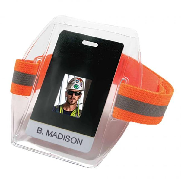 Hi-Vis Arm Band ID Badge Holder-Orange