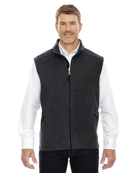 Heather Charcoal Fleece Vest with Silver Logo