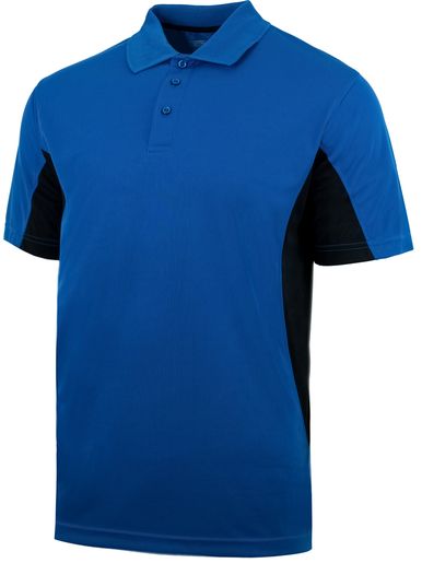 Short Sleeve Color Blocking Polo-Royal/Black with Silver Logo