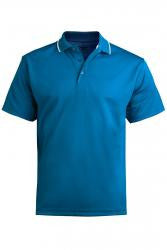 Marina Blue Dry-Mesh Polo with White Stripe on Collar with Black Logo