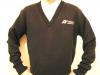 V-Neck Long Sleeve Pullover Sweater-Black with Silver Logo