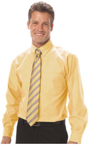 Men's Long Sleeve Oxford Shirt-Maize with Black Logo