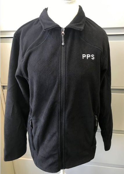 Men's Fleece Jacket-Black with White PPS Logo