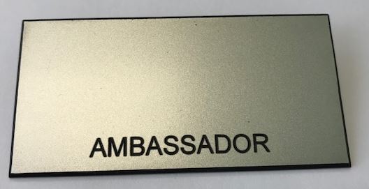 Name Tag-Ambassador- with Safety pin backing