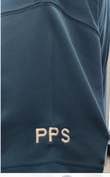 Marina Blue-Mesh Polo/White PPS on left arm only