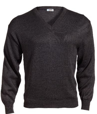 V-Neck Sweater-Charcoal with Silver Logo