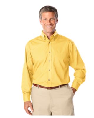 Men's Long Sleeve Poplin Shirt -Maize with Black Logo