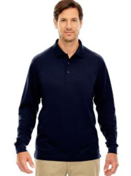 Long Sleeve Navy Polo with Silver Logo