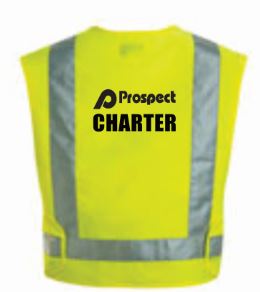 Safety Vest Lime with Pockets/Prospect Logo /Charter on back