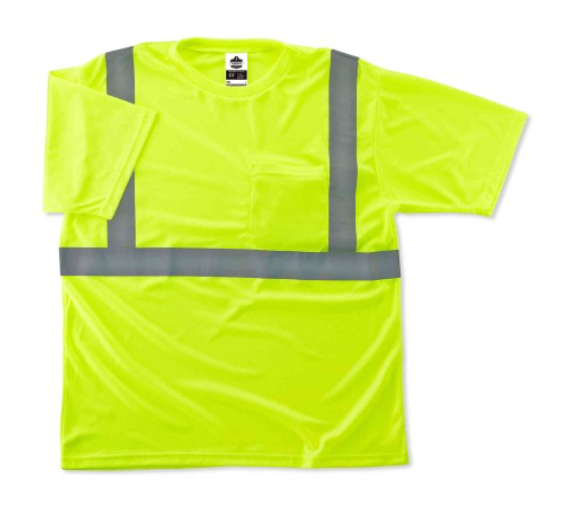 Hi-Vis Short Sleeve Shirt with Black Prospect Logo on front pocket and back