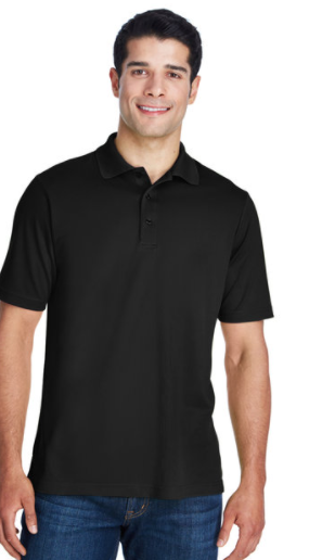 Short Sleeve Black Polo with Silver Logo