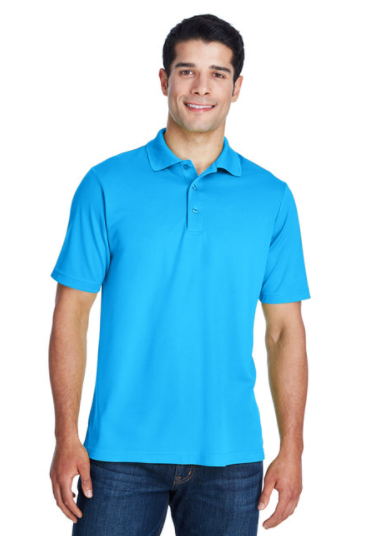 Short Sleeve Electric Blue Polo with Silver Logo