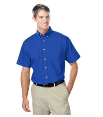 Men's Short Sleeve Poplin Shirt - Royal with Silver Logo