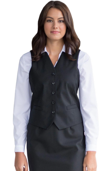 Women's Black Wool/Polyester Vest with Silver Logo