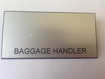 Name Tag Baggage Handler with Safety Pin Backing