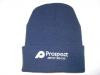 Hat-Cuffed Knit Cap/ Navy Blue with Silver Logo