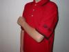 Red Dry-Mesh Polo with Black Stripe on Collar with black Logo on Sleeve