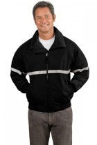 Winter Jacket Black with Safety Stripe and Silver Logo