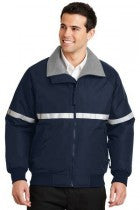 Winter Jacket -  Navy with Safety Stripe and Silver Logo