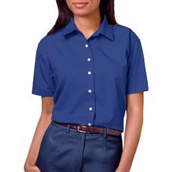 Women's Short Sleeve Poplin Shirt - Royal with Silver Logo