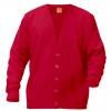 V-Neck Button Cardigan Sweater - Red/Black Logo