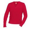 V-Neck Long Sleeve Pullover Sweater - Red with Black Logo and Black SRT Logo