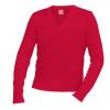 V-Neck Long Sleeve Pullover Sweater - Red with Black Logo