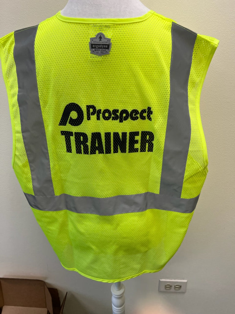 blæse hul Lyn input Safety Vest Lime with Pockets/Prospect Logo and Trainer on back – Image  Counts