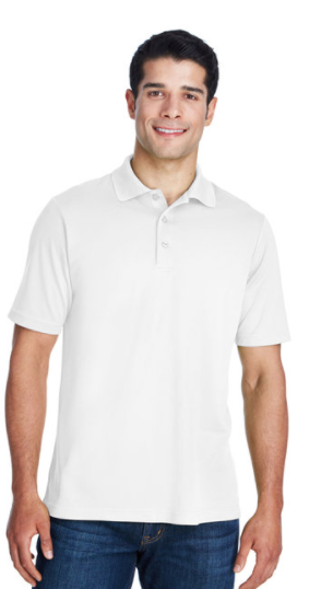 Short Sleeve White Polo with Navy Logo