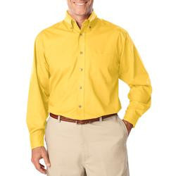 Tall Men's Long Sleeve Poplin Shirt -Yellow with Black Logo