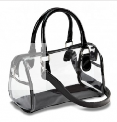 Clear Satchel Designer Inspired Handbag with Black Trim/MUST BE ORDERED IN QUANTITY'S OF 4