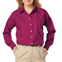 Women's Long Sleeve Poplin Shirt - Berry With Silver Logo