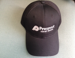 Hat-Prospect Baseball Cap-Black with Mesh back and Silver Logo