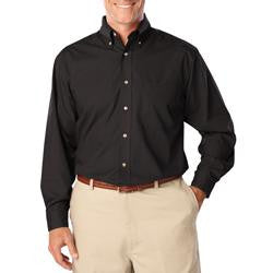 Tall Men's Long Sleeve Poplin Shirt - Black with Silver Logo