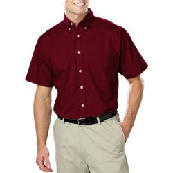 Men's Short Sleeve Poplin Shirt - Burgundy with Silver Logo