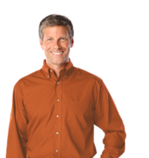 Men's Long Sleeve Poplin Shirt - Burnt Orange With Silver Logo