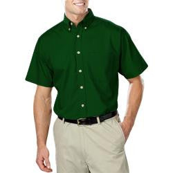 Men's Short Sleeve Poplin Shirt - Hunter Green with Silver Logo