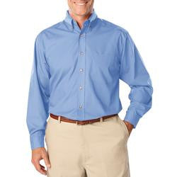 Men's Long Sleeve Poplin Shirt - Light Blue with Black Logo