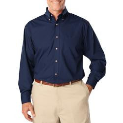 Men's Long Sleeve Poplin Shirt - Navy with Silver Logo