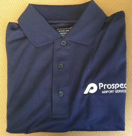 Short Sleeve Navy Polo with Silver Logo