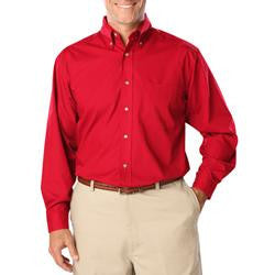 Men's Long Sleeve Poplin Shirt - Red With Black Logo