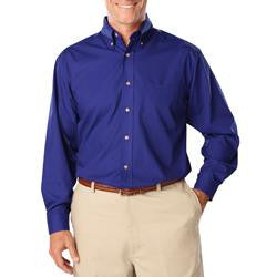 Men's Long Sleeve Poplin Shirt - Royal with Silver Logo