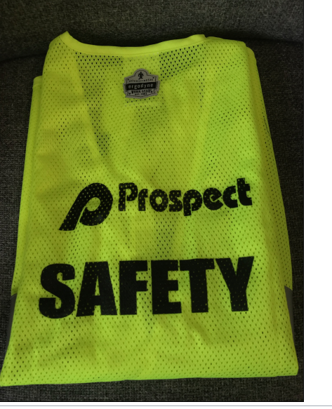 Safety Vest Lime with Pockets/Prospect Logo and Safety on back