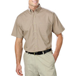 Men's Short Sleeve Poplin Shirt -Natural with Black Logo