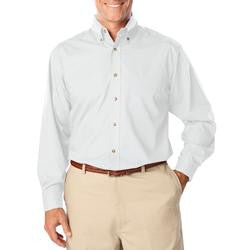 Tall Men's Long Sleeve Poplin Shirt - White with Black Logo